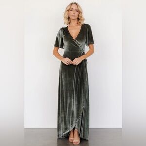Baltic Born Velvet Maxi Dress in Deep Green